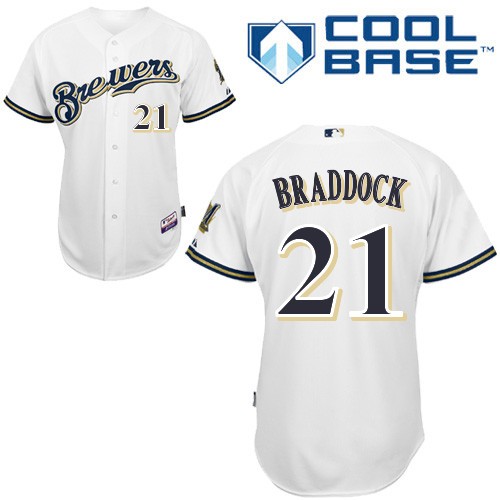Best Quality Milwaukee Brewers 21 Zach Braddock White Cool Base MLB Jersey Baseball MLB Jerseys
